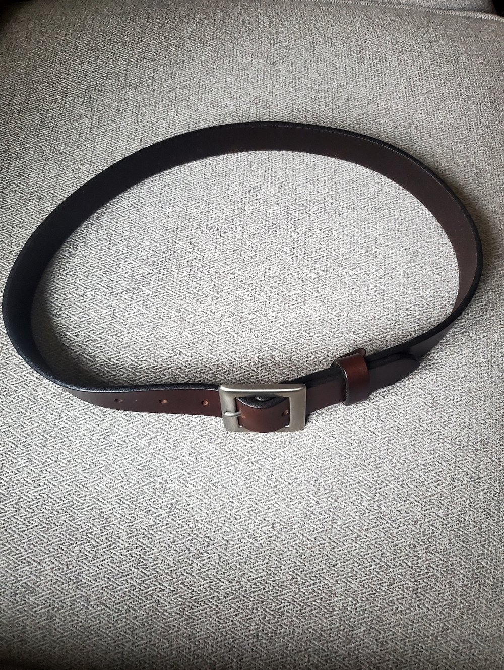Old Navy Vintage Genuine Leather Brown Belt with Square Brushed Silver Buckle 30